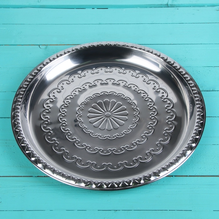 Поднос нерж. сталь "Смеяна" 34 см круглый фото 1