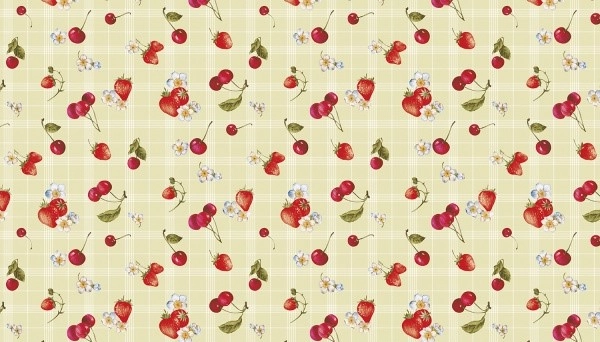 Клеёнка на ткан.основе КОЛОРИТ "Вишенки" на бежевом шир.1,25м фото 1