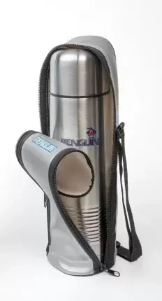 Термос нерж."Пингвин" 1,0л Узк.горло, в Чехле фото 1