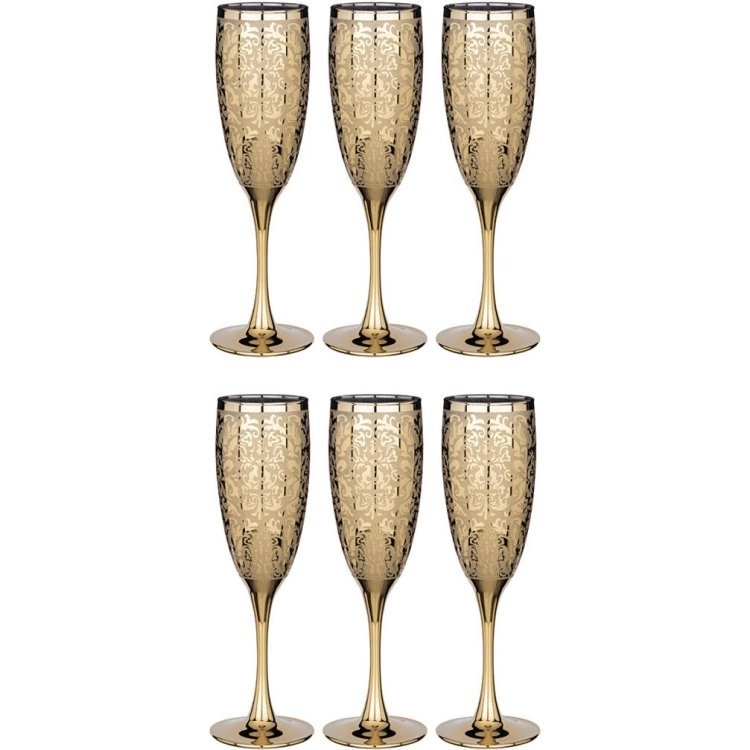 Набор бокалов стекло "Золотой Арабески" 6шт 170мл д/шампанского фото 1
