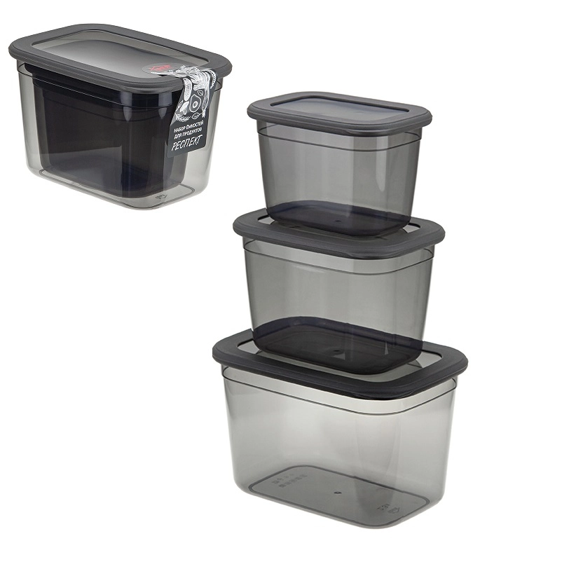 Набор контейнеров д/прод. пластм.с кр. (0,8л+1,3л+2,3л) "Респект" фото 1