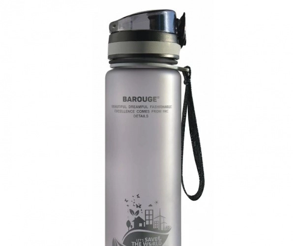 Бутылка д/воды пласт. "Active life" 0,6л с нескольз.покр. Серый фото 1