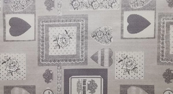 Клеенка хлопковая De Rosa с тефлоновой пропиткой Сердечки на сером 1.37 фото 1