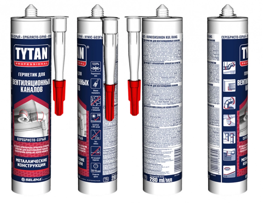 Герметик для вентиляционных каналов серый 280мл TYTAN Professional фото 2