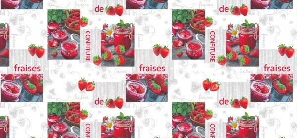 Клеёнка на неткан.основе МАЖОР Клубника в клетке шир.1,35м фото 1