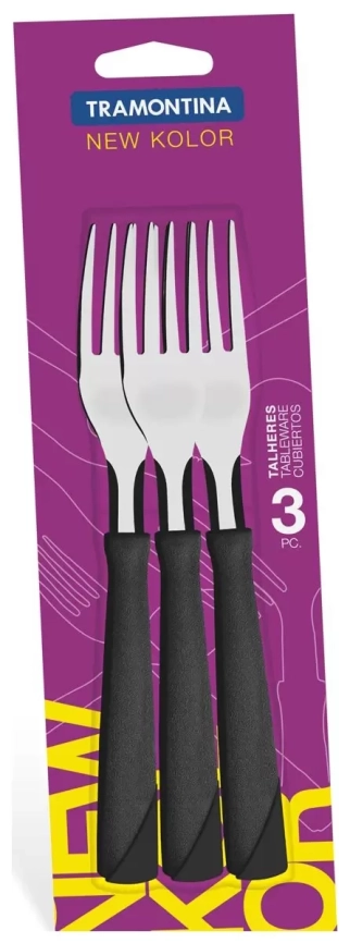 Набор столовых приборов нерж.-вилки столовые 3шт TRAMONTINA NewKolor пл.р.Черн. фото 1
