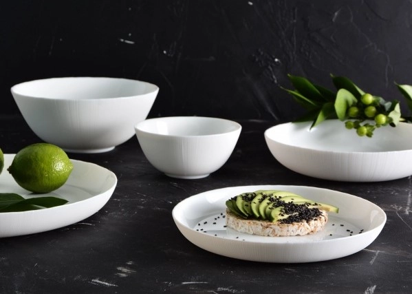 Тарелка стекло Luminarc "Diwali Structure Lines" глуб. d20см Белый фото 1