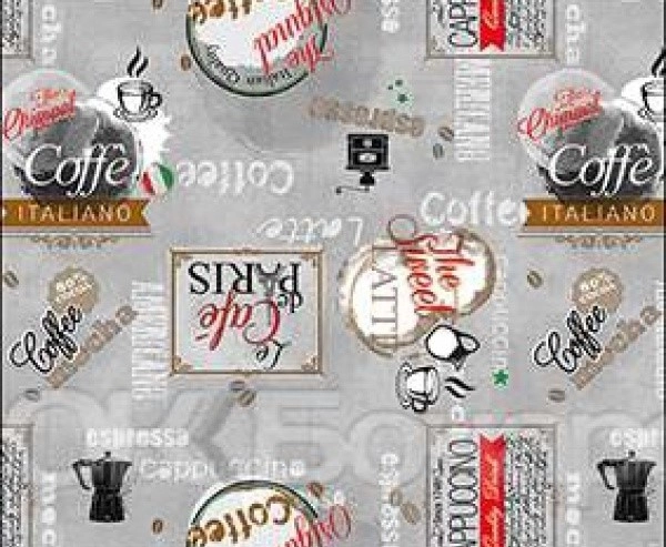 Клеёнка на неткан.основе "Dekorama" "Coffe" серая шир.1,40м фото 1