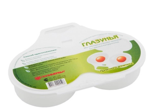 Контейнер д/прод. пластм. "Глазунья" (2яйца) д/микр.печи фото 1