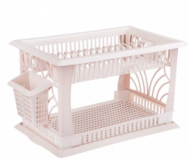 Сушилка для посуды пластм. 2-х ярусная "Мечта хозяйки" 480х305х300мм св.Бежевый фото 1