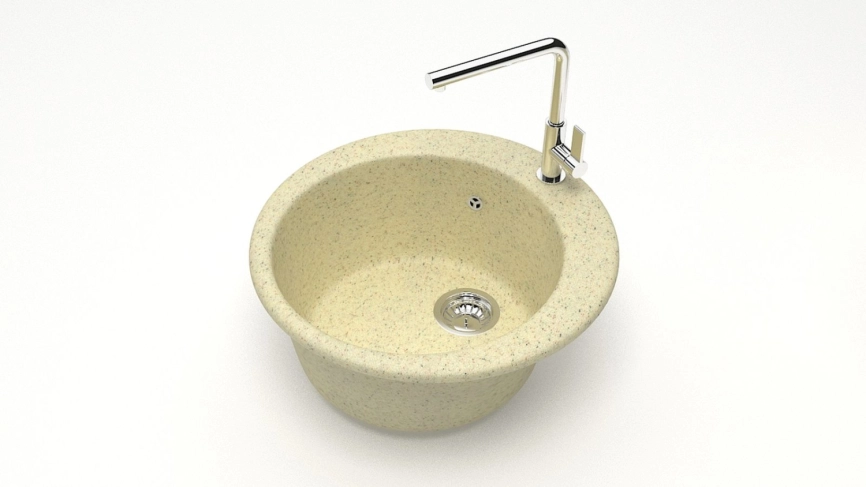Мойка из искусственного камня круглая бежевая матовая (510 мм) фото 1