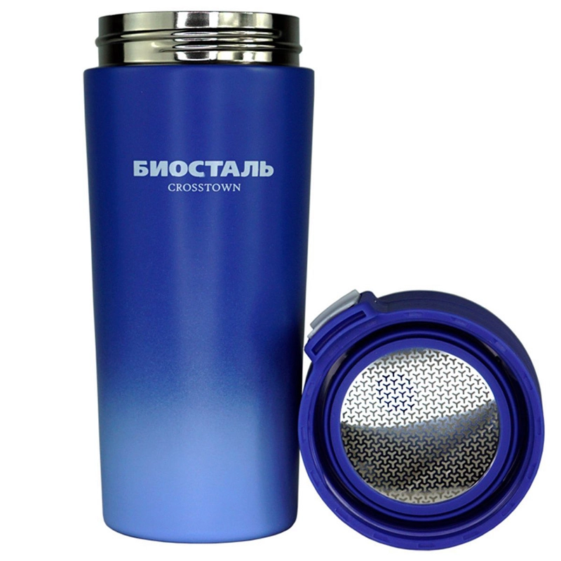 Термос нерж."Биосталь" 0,4л Узк.горло с фильтр.д/завар. "небесн.лазурь" фото 2