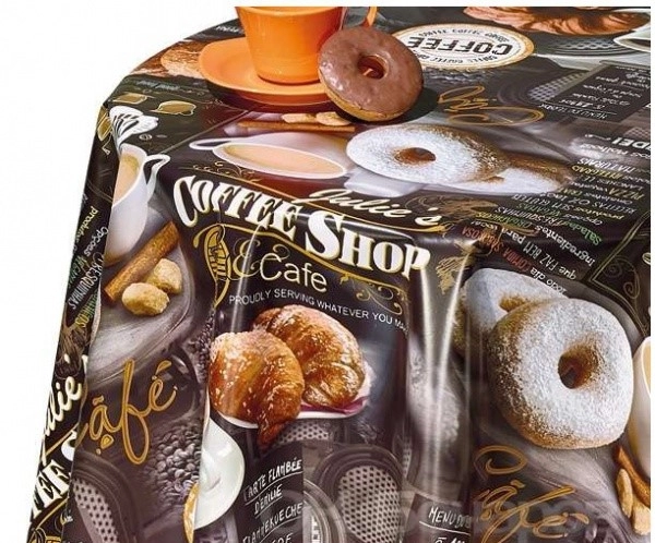 Клеёнка на неткан.основе "Dekorama" "Кафе-кондитерская" серо-коричневая шир.1,40м фото 1