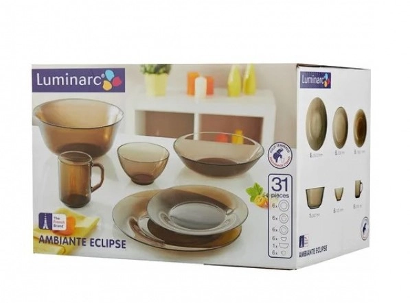 Набор столовый стекло Luminarc 30пр+1 "Ambiante Eclipse" Прозрачно-коричневый фото 1